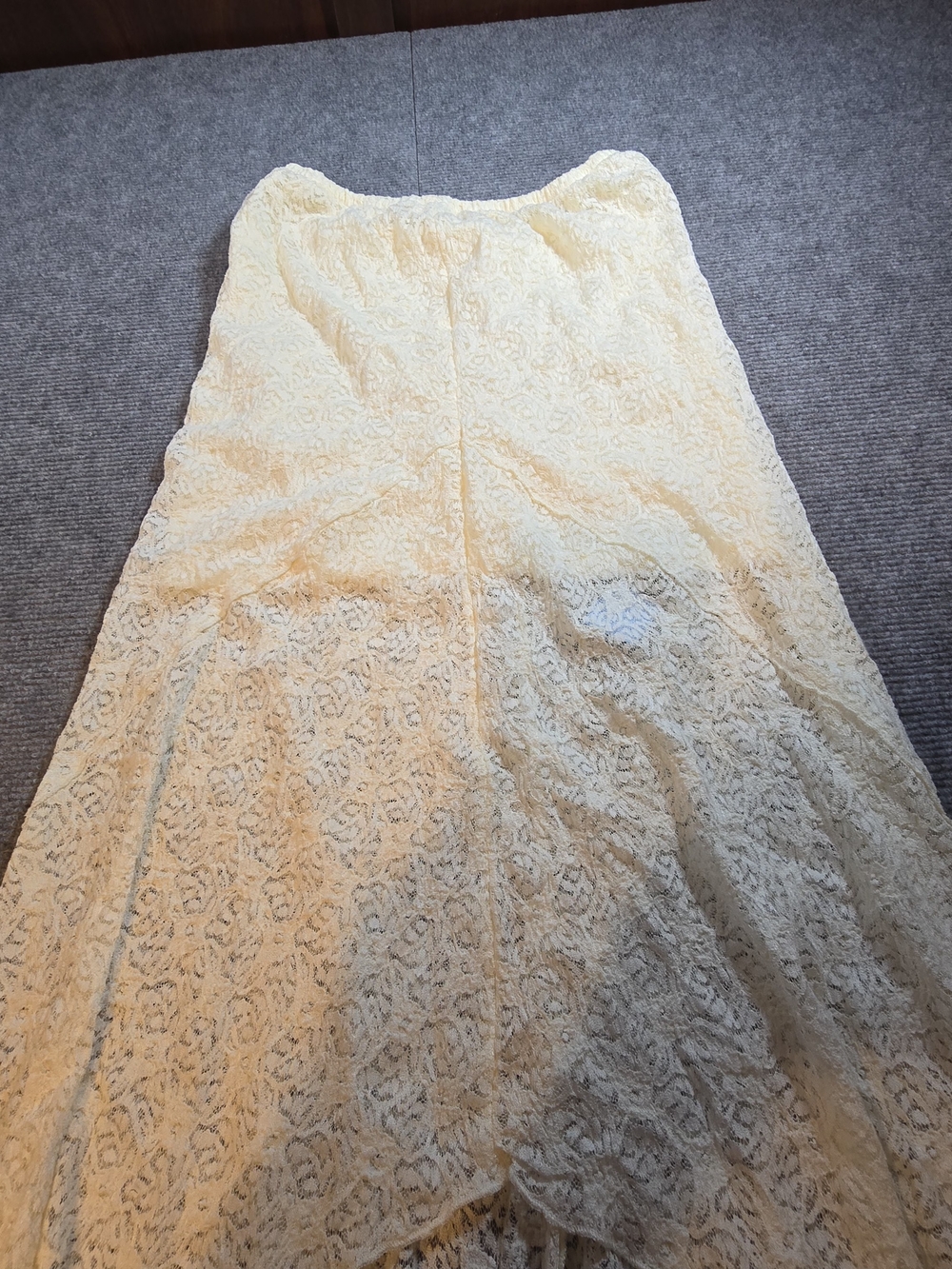 Ivory Cream Lace Lined Flowy Skirt XS Scalloped Hem Boho Cottagecore